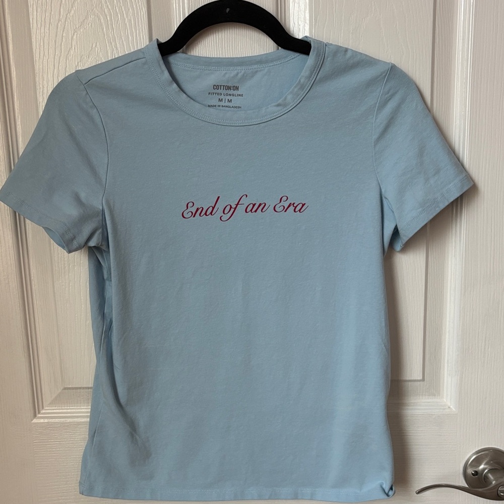 Cotton On Light Blue 'End of an Era' Script Tee